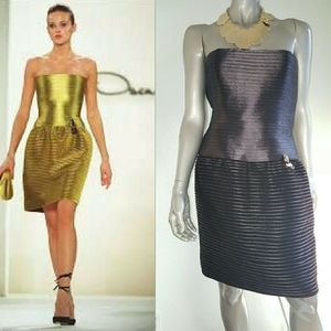 □$6,000 OSCAR DE LA RENTA GREATEST RUNWAY HIT BLACK BROWN STUNNING DRESS US S M